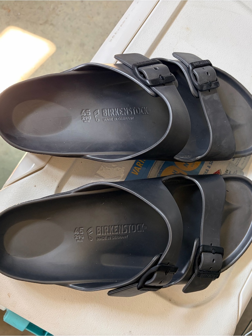 Birkenstock Arizona EVA Men's Pewter Buckle Slide Sandals